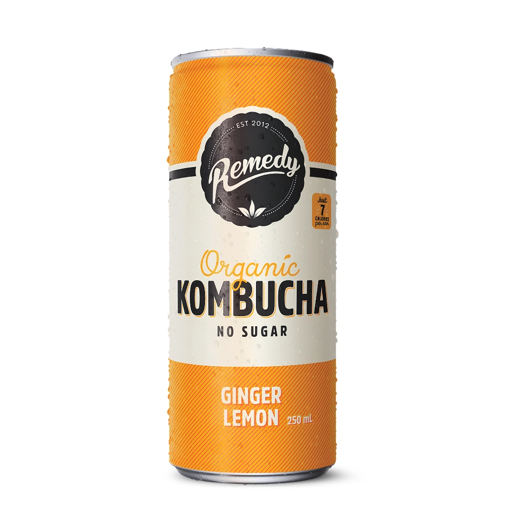 Remedy Kombucha Ginger Lemon 330ml — Buy Online at Majidrinks